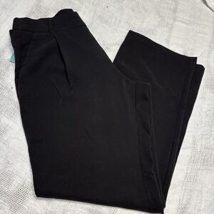 NWT MAURICES Womens High Rise Wide Leg Black Trouser Pants 14W